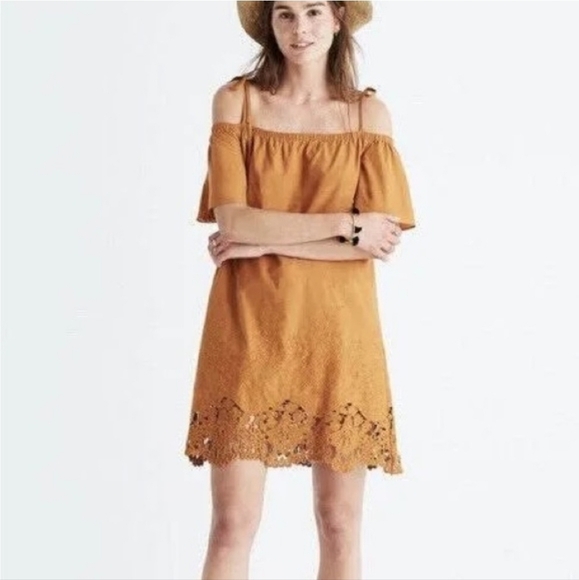 Madewell Terracotta Off-Shoulder Dress Size XXS - Picture 5 of 6